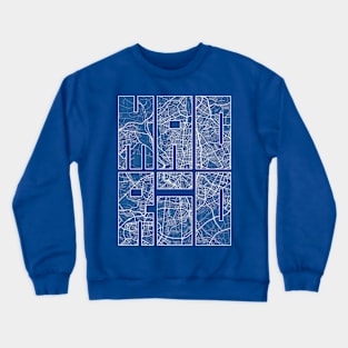 Madrid, Spain City Map Typography - Blueprint Crewneck Sweatshirt